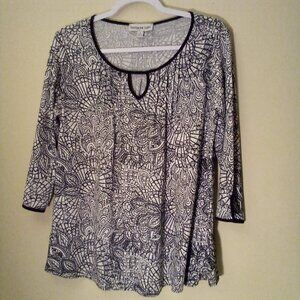 Southern Lady Blouse Women S 3/4 Sleeve Soft Stretch Pattern Black White